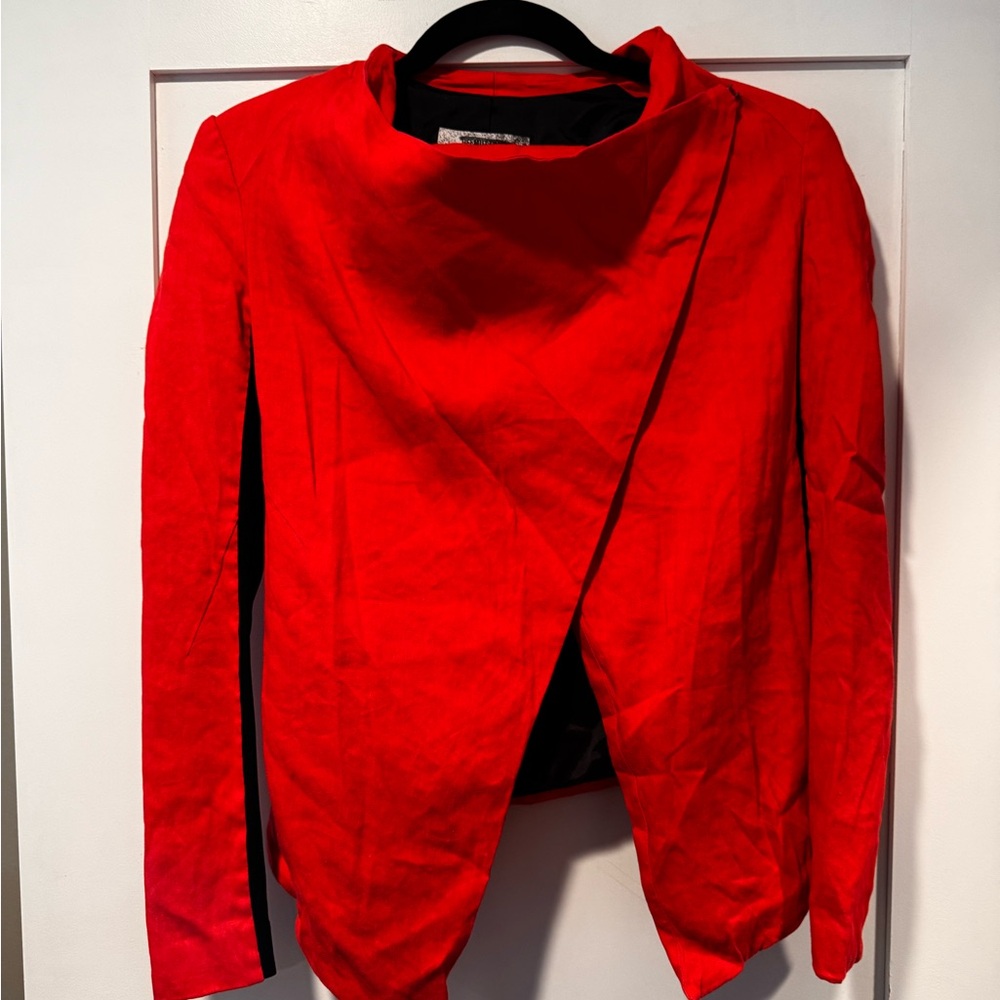 Helmut Lang red and black linen blazer jacket size 0